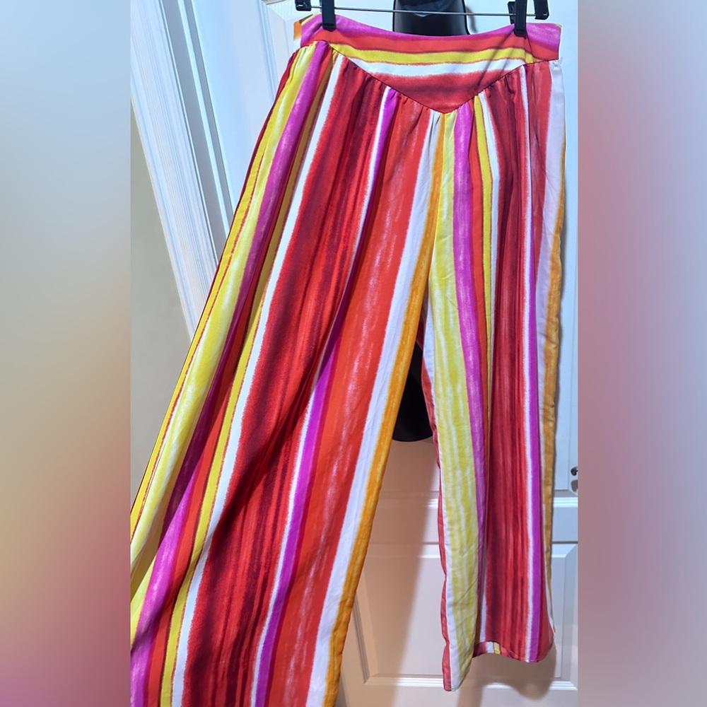 Micas Vibrant Multicolor Striped Women's Pants size L - Picture 2 of 3